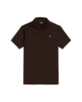 Mens Polo Shirt Slim Fit Short Sleeve V Placket Piqué Cotton Elastane Wide Collar Channel Vibrant Duck - Brown 63_601H012_CAF191016_3