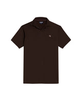 Mens Polo Shirt Slim Fit Short Sleeve V Placket Piqué Cotton Elastane Wide Collar Channel Vibrant Duck - Brown 63_601H012_CAF191016_3
