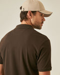 Mens Polo Shirt Slim Fit Short Sleeve V Placket Piqué Cotton Elastane Wide Collar Channel Vibrant Duck - Brown 63_601H012_CAF191016_7