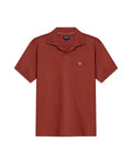 Mens Polo Shirt Slim Fit Short Sleeve V Placket Piqué Cotton Elastane Wide Collar Channel Vibrant Duck - Brown 63_601H012_CAF191245_3
