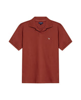 Mens Polo Shirt Slim Fit Short Sleeve V Placket Piqué Cotton Elastane Wide Collar Channel Vibrant Duck - Brown 63_601H012_CAF191245_3