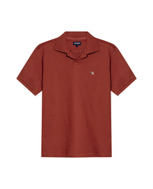 Mens Polo Shirt Slim Fit Short Sleeve V Placket Piqué Cotton Elastane Wide Collar Channel Vibrant Duck - Brown 63_601H012_CAF191245_3