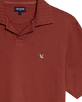 Mens Polo Shirt Slim Fit Short Sleeve V Placket Piqué Cotton Elastane Wide Collar Channel Vibrant Duck - Brown 63_601H012_CAF191245_8
