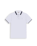 Mens Polo Shirt Slim Fit Short Sleeve Internal Placket Piqué Cotton Elastane Contrast Collar Lines - White 63_601H013_BLA110601_3