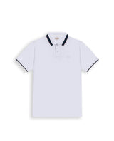 Mens Polo Shirt Slim Fit Short Sleeve Internal Placket Piqué Cotton Elastane Contrast Collar Lines - White 63_601H013_BLA110601_3