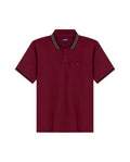 Mens Polo Shirt Slim Fit Short Sleeve Internal Placket Piqué Cotton Elastane Contrast Collar Lines - Red 63_601H013_ROJ191522_3