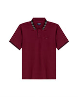 Mens Polo Shirt Slim Fit Short Sleeve Internal Placket Piqué Cotton Elastane Contrast Collar Lines - Red 63_601H013_ROJ191522_3