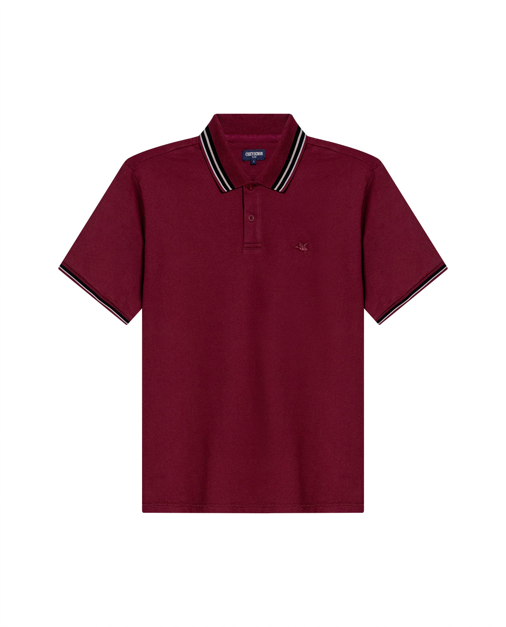 Mens Polo Shirt Slim Fit Short Sleeve Internal Placket Piqué Cotton Elastane Contrast Collar Lines - Red 63_601H013_ROJ191522_3