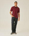 Mens Polo Shirt Slim Fit Short Sleeve Internal Placket Piqué Cotton Elastane Contrast Collar Lines - Red 63_601H013_ROJ191522_4