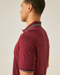 Mens Polo Shirt Slim Fit Short Sleeve Internal Placket Piqué Cotton Elastane Contrast Collar Lines - Red 63_601H013_ROJ191522_7