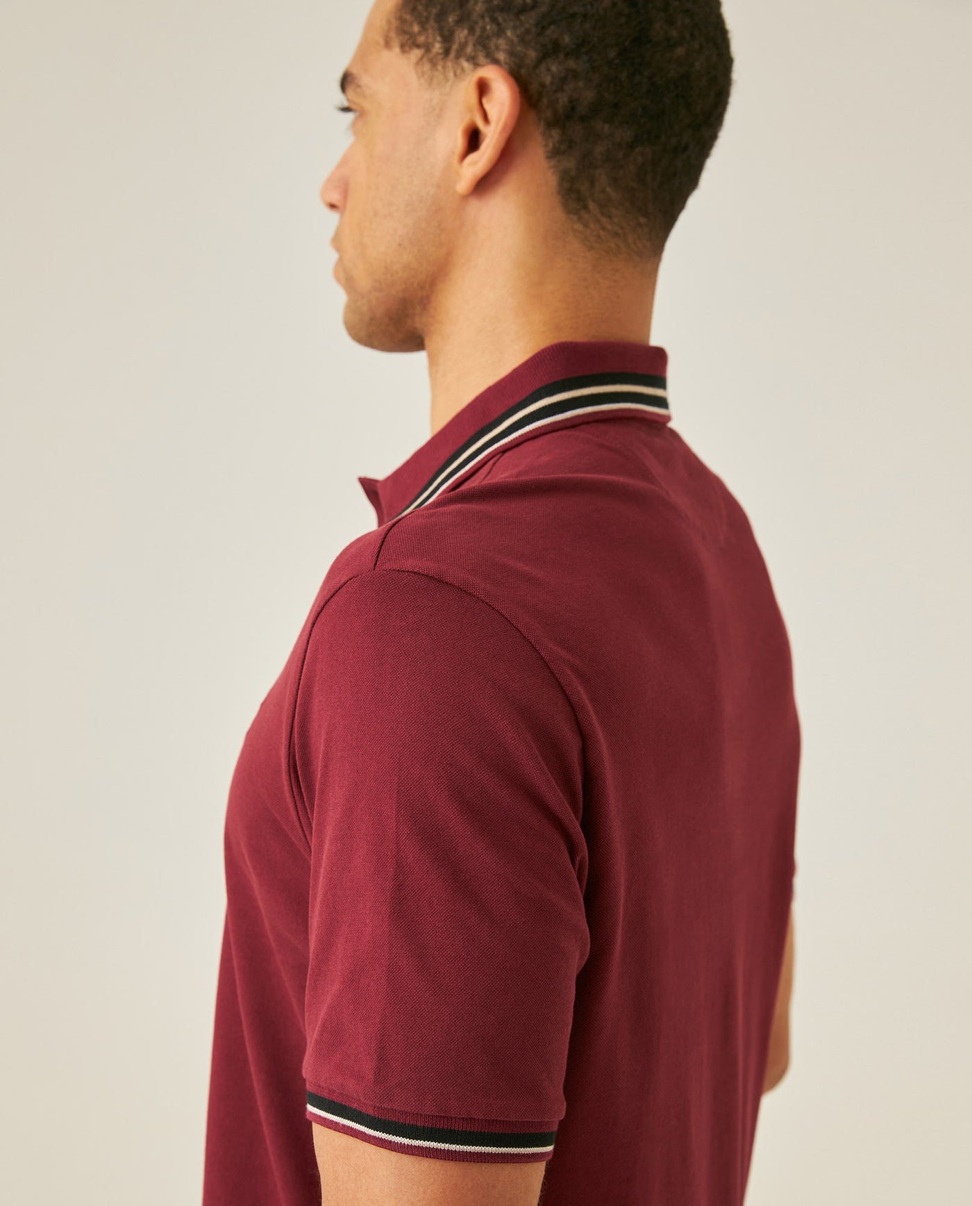 Mens Polo Shirt Slim Fit Short Sleeve Internal Placket Piqué Cotton Elastane Contrast Collar Lines - Red 63_601H013_ROJ191522_7