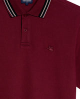 Mens Polo Shirt Slim Fit Short Sleeve Internal Placket Piqué Cotton Elastane Contrast Collar Lines - Red 63_601H013_ROJ191522_8