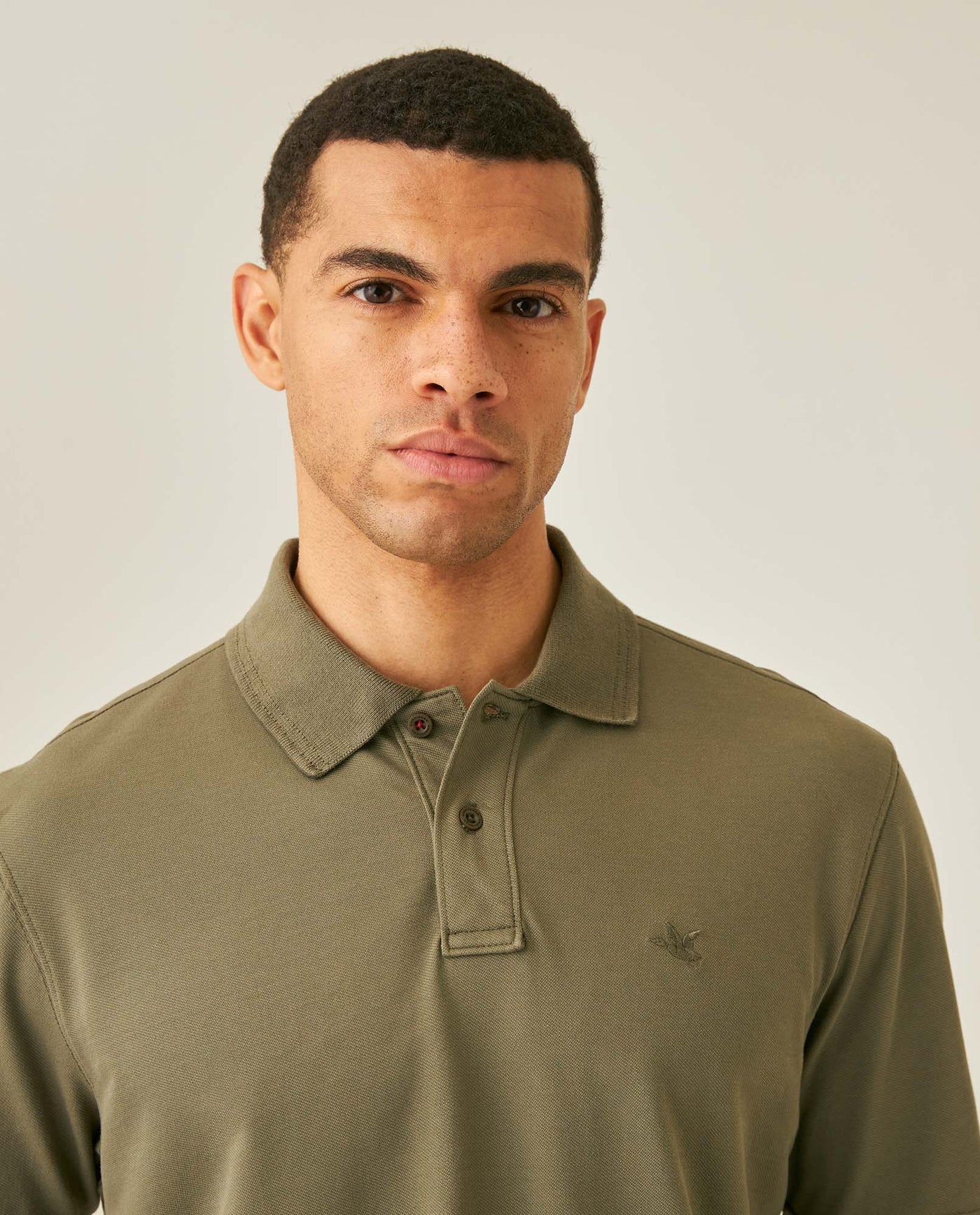 Mens Polo Shirt Classic Fit Short Sleeve Diagonal Piqué Cotton Polyester Embroidered Duck - Green 63_601H014_VER180515_5