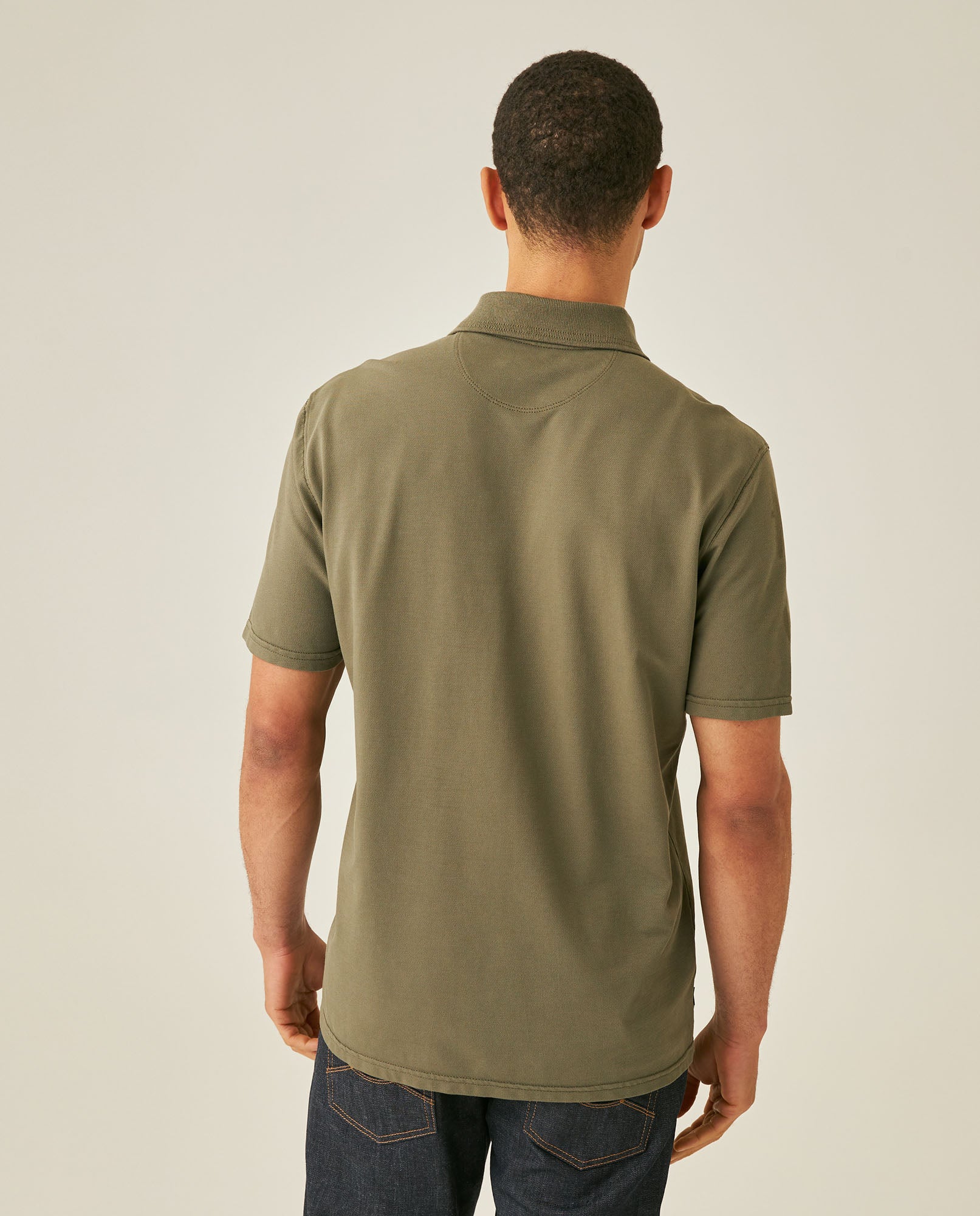 Mens Polo Shirt Classic Fit Short Sleeve Diagonal Piqué Cotton Polyester Embroidered Duck - Green 63_601H014_VER180515_6