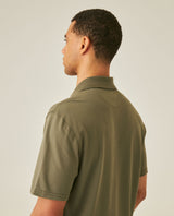 Mens Polo Shirt Classic Fit Short Sleeve Diagonal Piqué Cotton Polyester Embroidered Duck - Green 63_601H014_VER180515_7