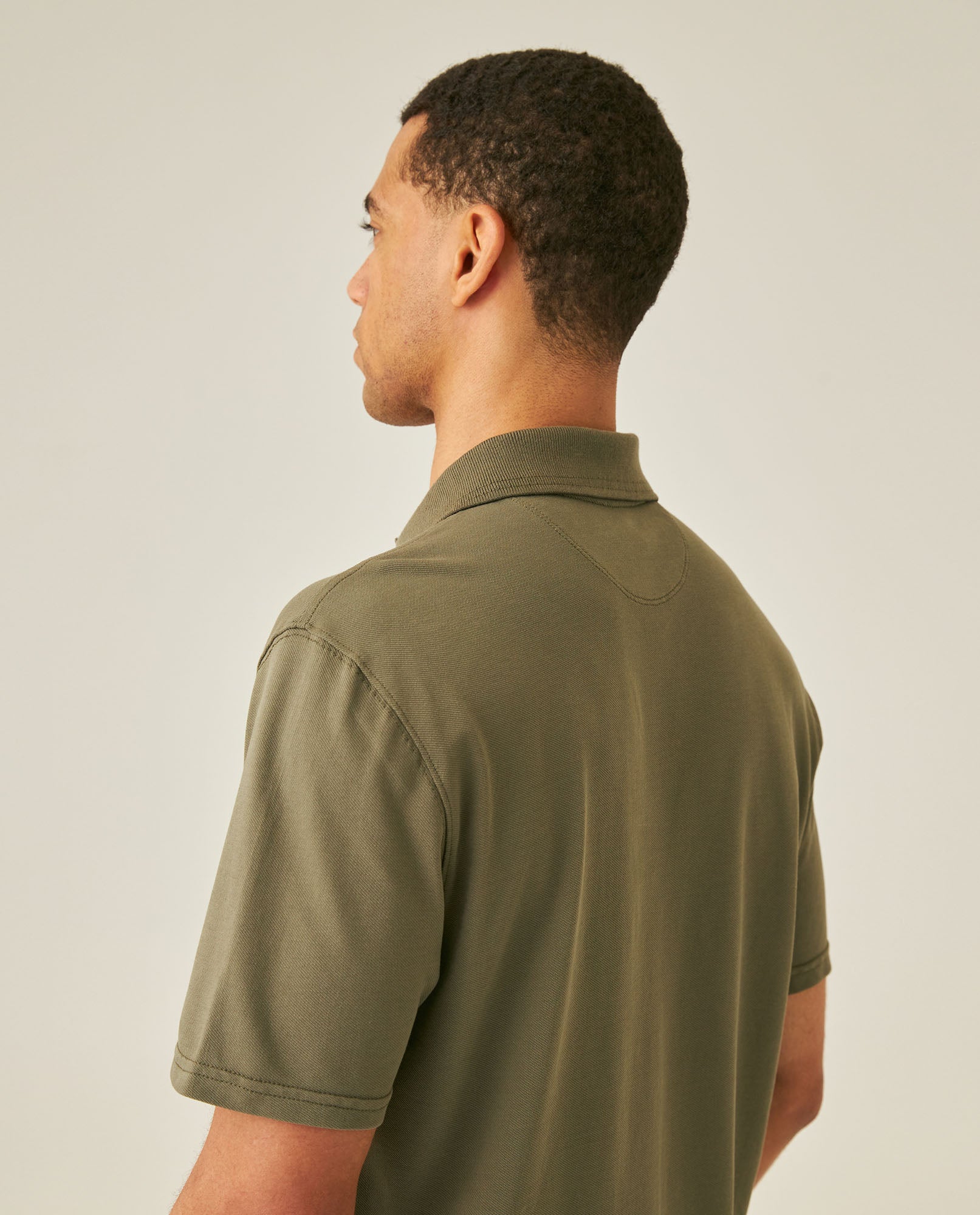 Mens Polo Shirt Classic Fit Short Sleeve Diagonal Piqué Cotton Polyester Embroidered Duck - Green 63_601H014_VER180515_7