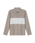 Mens Polo Shirt Classic Fit Long Sleeve Varsity Zip Closure Heavy Cotton Embossed Graphics - Gray 63_601H015_GRI171107_3