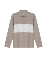 Mens Polo Shirt Classic Fit Long Sleeve Varsity Zip Closure Heavy Cotton Embossed Graphics - Gray 63_601H015_GRI171107_3