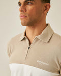Mens Polo Shirt Classic Fit Long Sleeve Varsity Zip Closure Heavy Cotton Embossed Graphics - Gray 63_601H015_GRI171107_5