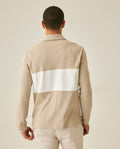 Mens Polo Shirt Classic Fit Long Sleeve Varsity Zip Closure Heavy Cotton Embossed Graphics - Gray 63_601H015_GRI171107_6