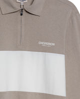 Mens Polo Shirt Classic Fit Long Sleeve Varsity Zip Closure Heavy Cotton Embossed Graphics - Gray 63_601H015_GRI171107_8