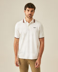 Mens Polo Shirt Classic Fit Short Sleeve Piqué Cotton Elastane Knit Pinstripe Collar Cuffs Embroidered - Raw 63_601H016_CRU110606_0