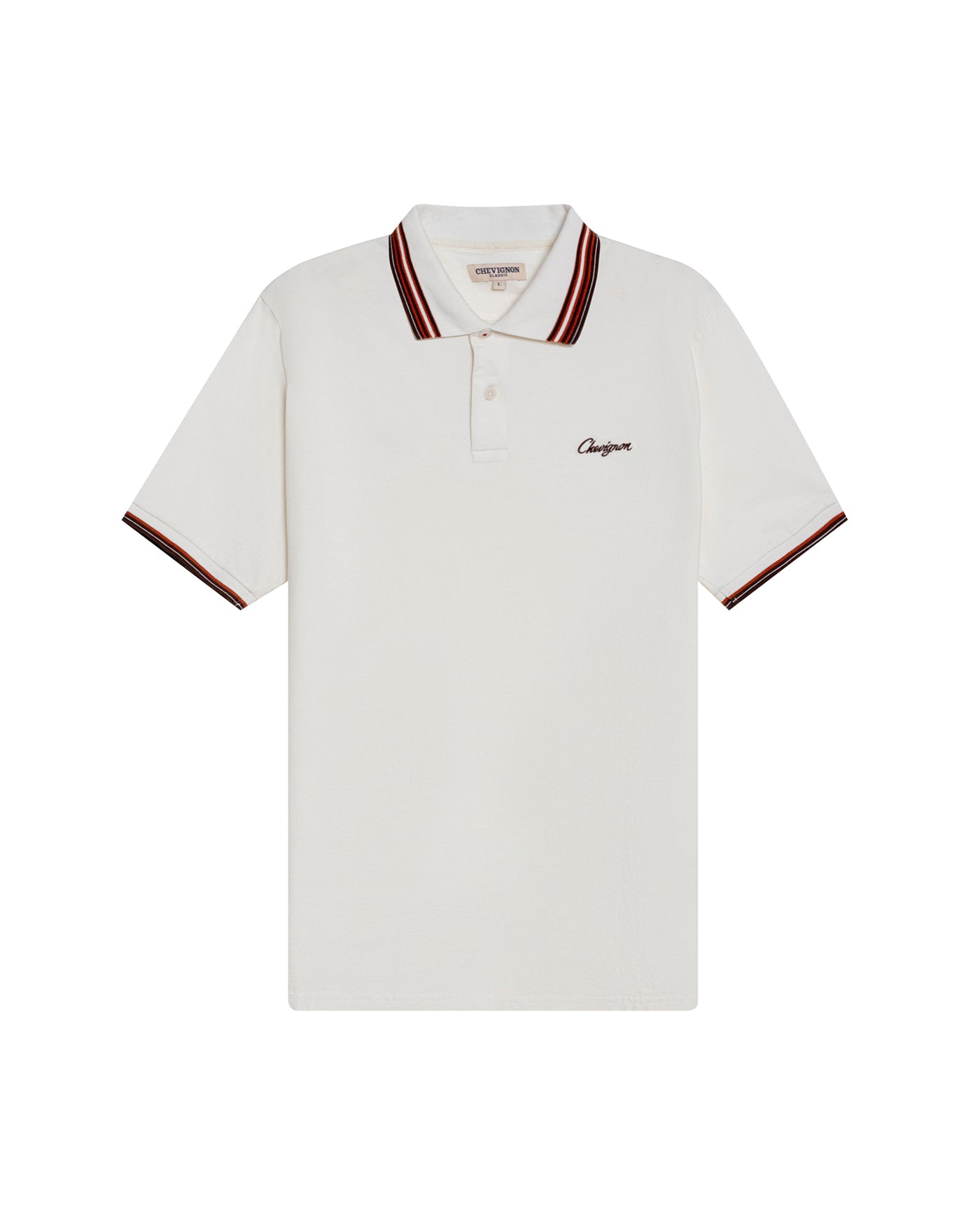 Mens Polo Shirt Classic Fit Short Sleeve Piqué Cotton Elastane Knit Pinstripe Collar Cuffs Embroidered - Raw 63_601H016_CRU110606_3