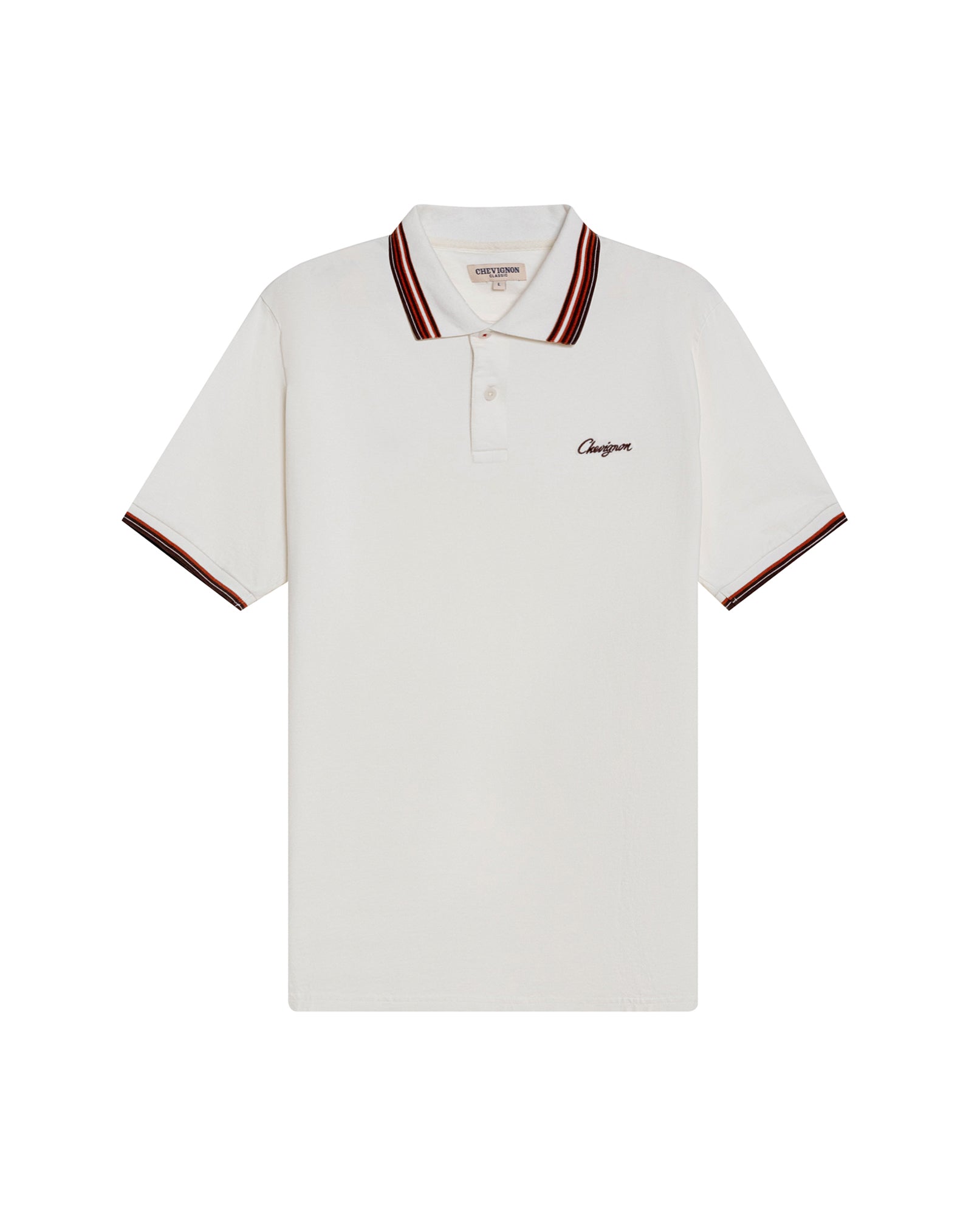 Mens Polo Shirt Classic Fit Short Sleeve Piqué Cotton Elastane Knit Pinstripe Collar Cuffs Embroidered - Raw 63_601H016_CRU110606_3