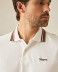 Mens Polo Shirt Classic Fit Short Sleeve Piqué Cotton Elastane Knit Pinstripe Collar Cuffs Embroidered - Raw 63_601H016_CRU110606_5