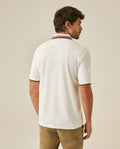 Mens Polo Shirt Classic Fit Short Sleeve Piqué Cotton Elastane Knit Pinstripe Collar Cuffs Embroidered - Raw 63_601H016_CRU110606_6