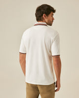 Mens Polo Shirt Classic Fit Short Sleeve Piqué Cotton Elastane Knit Pinstripe Collar Cuffs Embroidered - Raw 63_601H016_CRU110606_6
