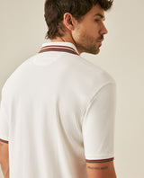 Mens Polo Shirt Classic Fit Short Sleeve Piqué Cotton Elastane Knit Pinstripe Collar Cuffs Embroidered - Raw 63_601H016_CRU110606_7