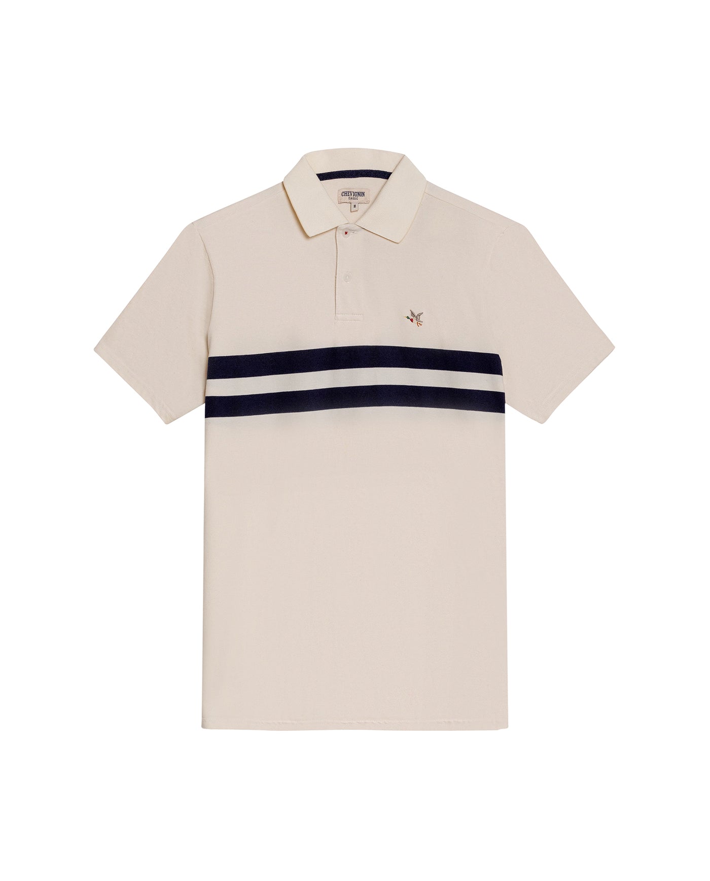 Mens Polo Shirt Classic Fit Short Sleeve Pre-Dyed Stripe Cotton Elastane Linen Effect Block Stripe - Raw 63_601H017_CRU110606_0