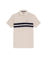 Mens Polo Shirt Classic Fit Short Sleeve Pre-Dyed Stripe Cotton Elastane Linen Effect Block Stripe - Raw 63_601H017_CRU110606_0