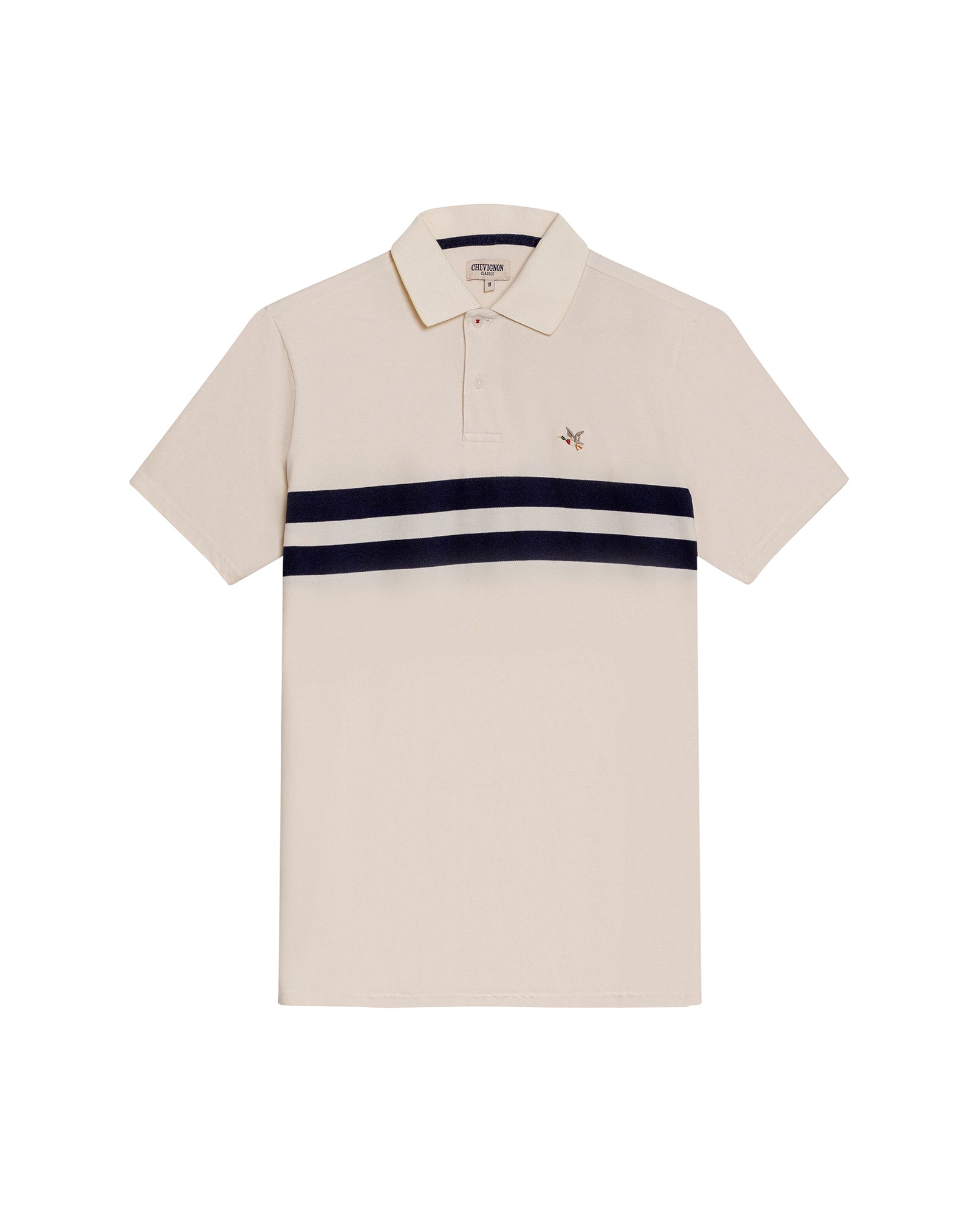 Mens Polo Shirt Classic Fit Short Sleeve Pre-Dyed Stripe Cotton Elastane Linen Effect Block Stripe - Raw 63_601H017_CRU110606_0