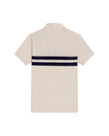Mens Polo Shirt Classic Fit Short Sleeve Pre-Dyed Stripe Cotton Elastane Linen Effect Block Stripe - Raw 63_601H017_CRU110606_5