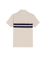 Mens Polo Shirt Classic Fit Short Sleeve Pre-Dyed Stripe Cotton Elastane Linen Effect Block Stripe - Raw 63_601H017_CRU110606_5