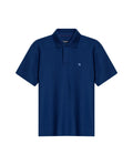 Mens Polo Shirt Classic Fit Short Sleeve Honeycomb Piqué Cotton Hidden Placket Jacquard Collar - Blue 63_601H018_AZU194031_3