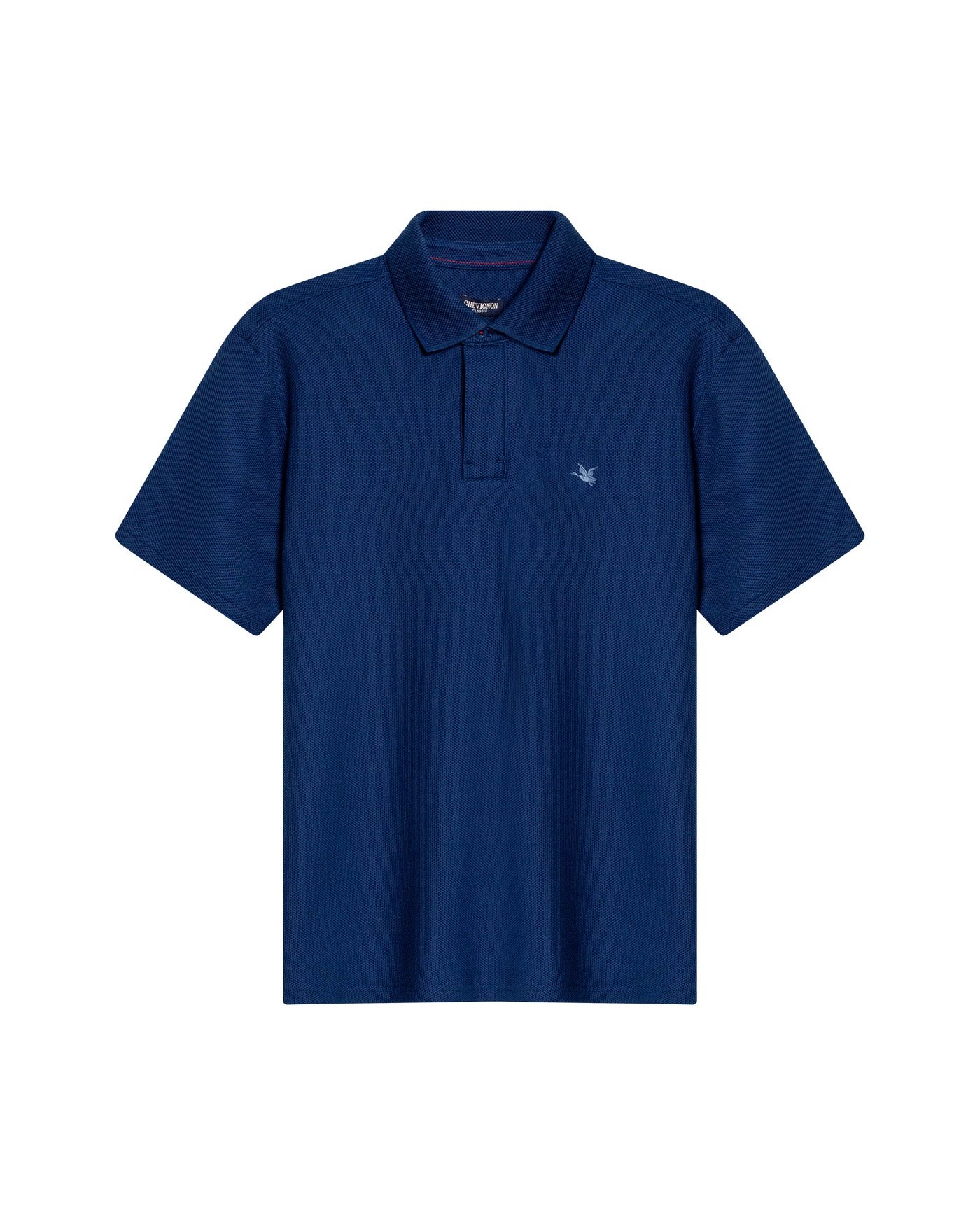 Mens Polo Shirt Classic Fit Short Sleeve Honeycomb Piqué Cotton Hidden Placket Jacquard Collar - Blue 63_601H018_AZU194031_3