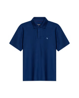 Mens Polo Shirt Classic Fit Short Sleeve Honeycomb Piqué Cotton Hidden Placket Jacquard Collar - Blue 63_601H018_AZU194031_3
