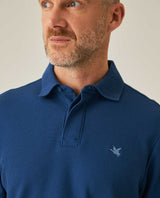 Mens Polo Shirt Classic Fit Short Sleeve Honeycomb Piqué Cotton Hidden Placket Jacquard Collar - Blue 63_601H018_AZU194031_5