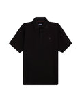 Mens Polo Shirt Classic Fit Short Sleeve Honeycomb Piqué Cotton Hidden Placket Jacquard Collar - Black 63_601H018_NEG194007_3