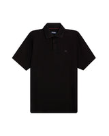 Mens Polo Shirt Classic Fit Short Sleeve Honeycomb Piqué Cotton Hidden Placket Jacquard Collar - Black 63_601H018_NEG194007_3