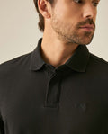Mens Polo Shirt Classic Fit Short Sleeve Honeycomb Piqué Cotton Hidden Placket Jacquard Collar - Black 63_601H018_NEG194007_5