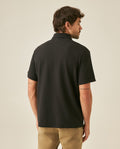 Mens Polo Shirt Classic Fit Short Sleeve Honeycomb Piqué Cotton Hidden Placket Jacquard Collar - Black 63_601H018_NEG194007_6