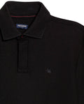 Mens Polo Shirt Classic Fit Short Sleeve Honeycomb Piqué Cotton Hidden Placket Jacquard Collar - Black 63_601H018_NEG194007_8
