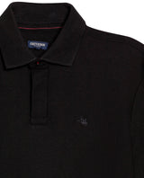 Mens Polo Shirt Classic Fit Short Sleeve Honeycomb Piqué Cotton Hidden Placket Jacquard Collar - Black 63_601H018_NEG194007_8