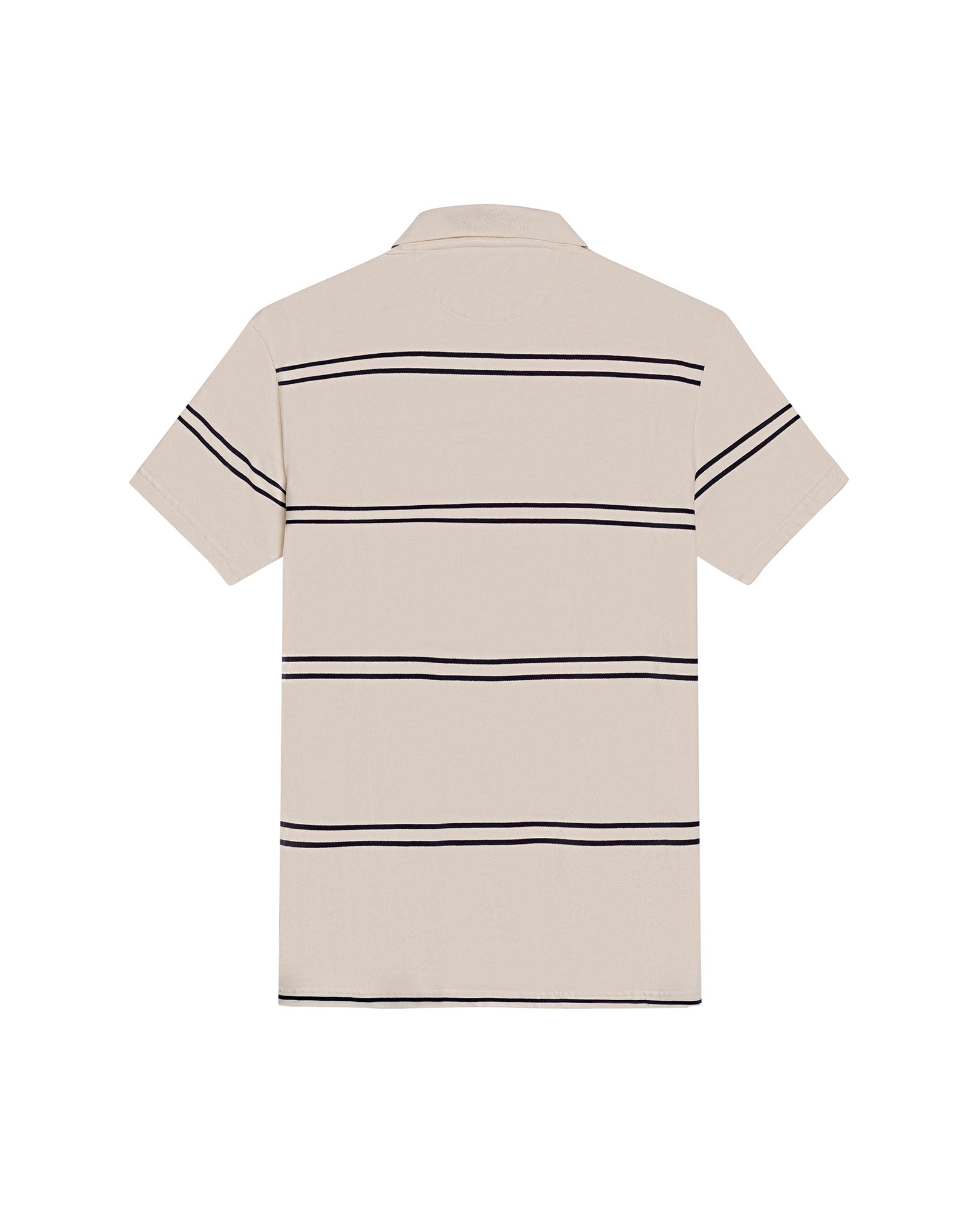 Mens Polo Shirt Slim Fit Short Sleeve Pre-Dyed Stripe Cotton Elastane Linen Effect Zip Placket - Gray 63_601H019_GRI171107_5