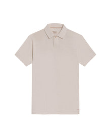 Mens Polo Shirt Slim Fit Short Sleeve Linen Piqué Cotton Viscose Linen Ribbed Seed Effect Red Vents - Raw 63_601H020_CRU110606_3