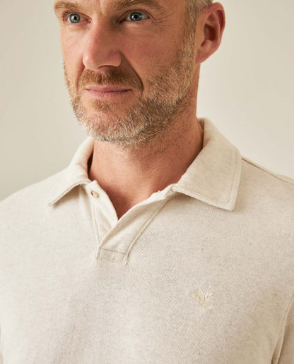 Mens Polo Shirt Slim Fit Short Sleeve Linen Piqué Cotton Viscose Linen Ribbed Seed Effect Red Vents - Raw 63_601H020_CRU110606_5